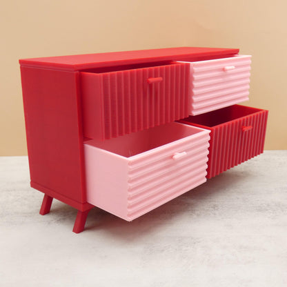 1/6 Scale Doll Furniture MCM Sideboard Dresser Hutch 4 Drawer For Barbie Integrity Toys FR Bratz 1:6 Diorama