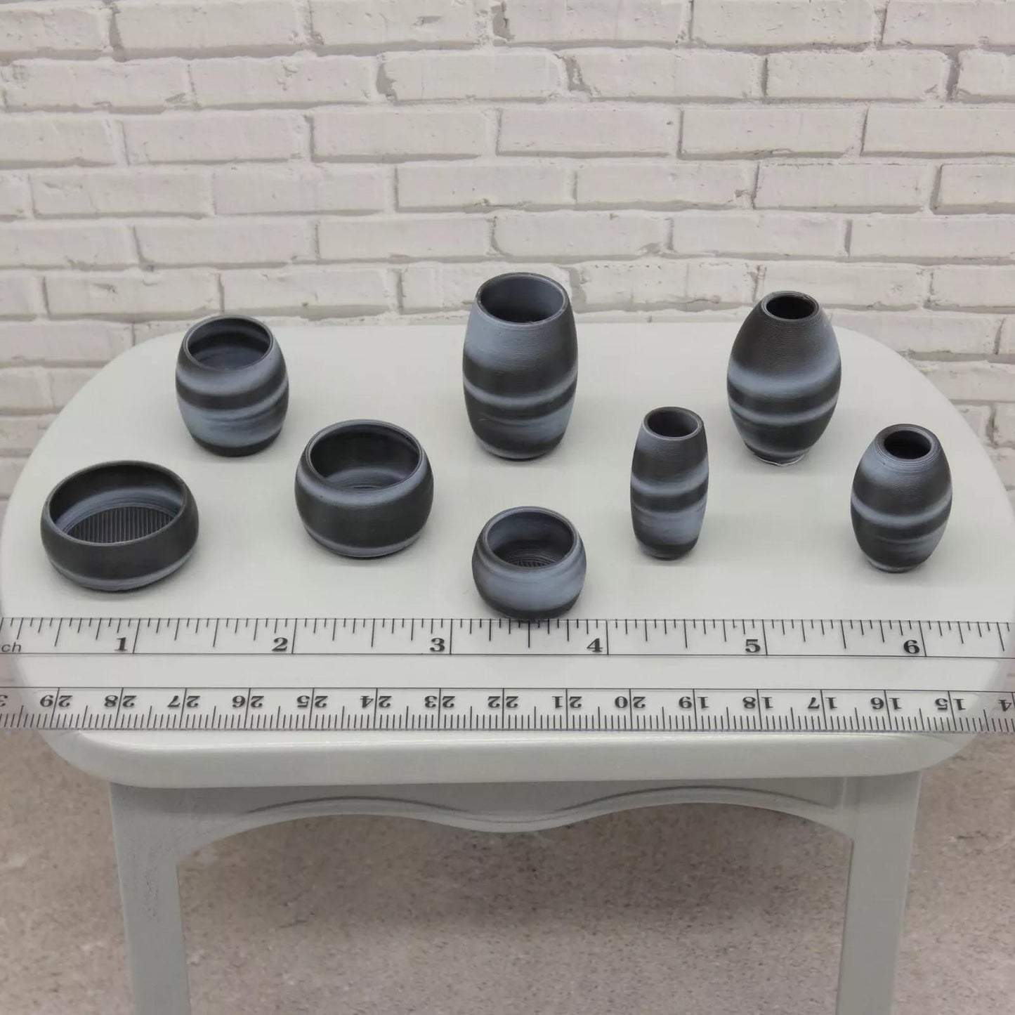 1/6 Scale Doll Set of 8 Flower Vases Succulent Planters Black White For Barbie Integrity Toys FR Bratz 1:6 Diorama