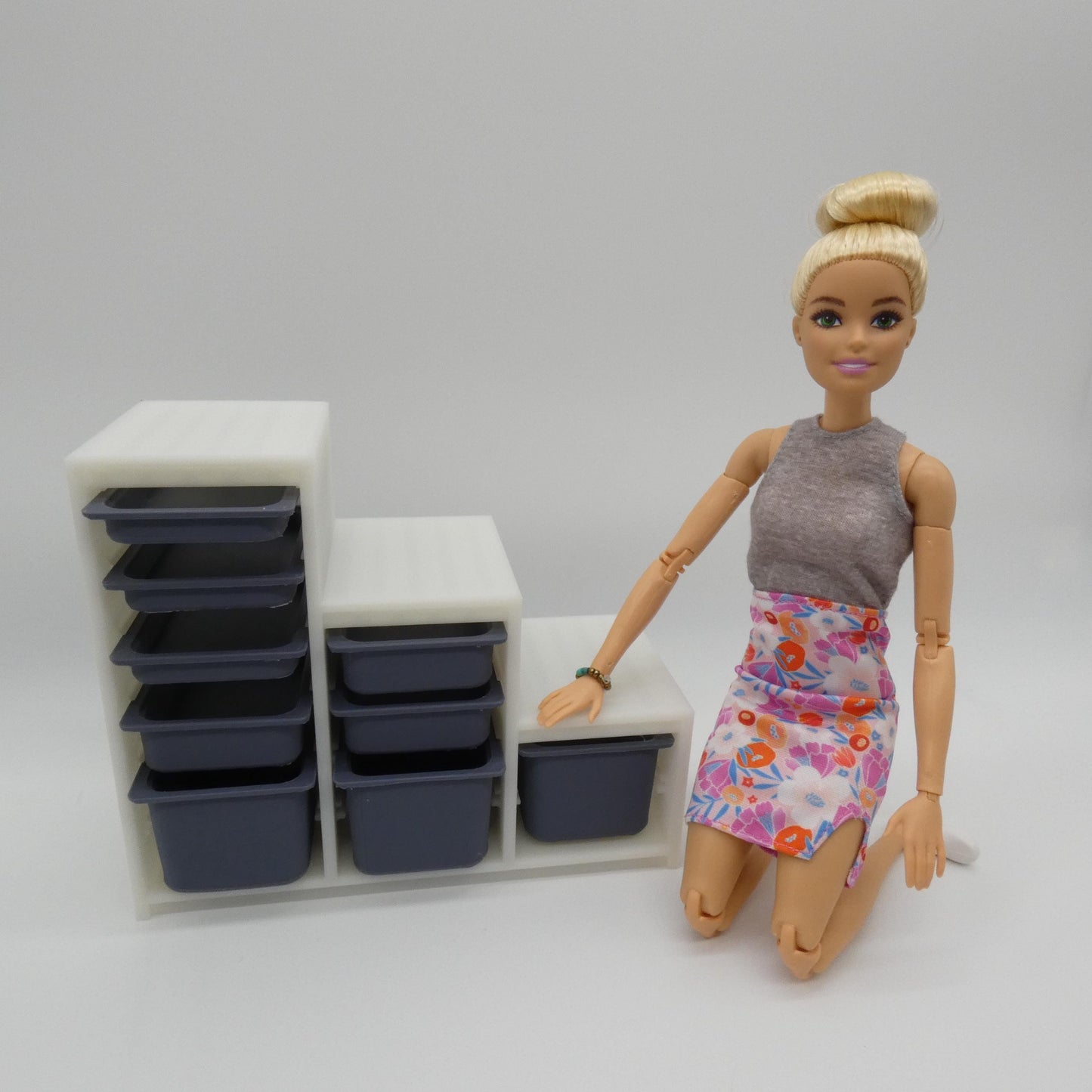 1/6 Scale Doll Furniture Stair Step Storage Unit With Removable Bins Choose Your Own Colors 1:6 Barbie Integrity FR Bratz Diorama