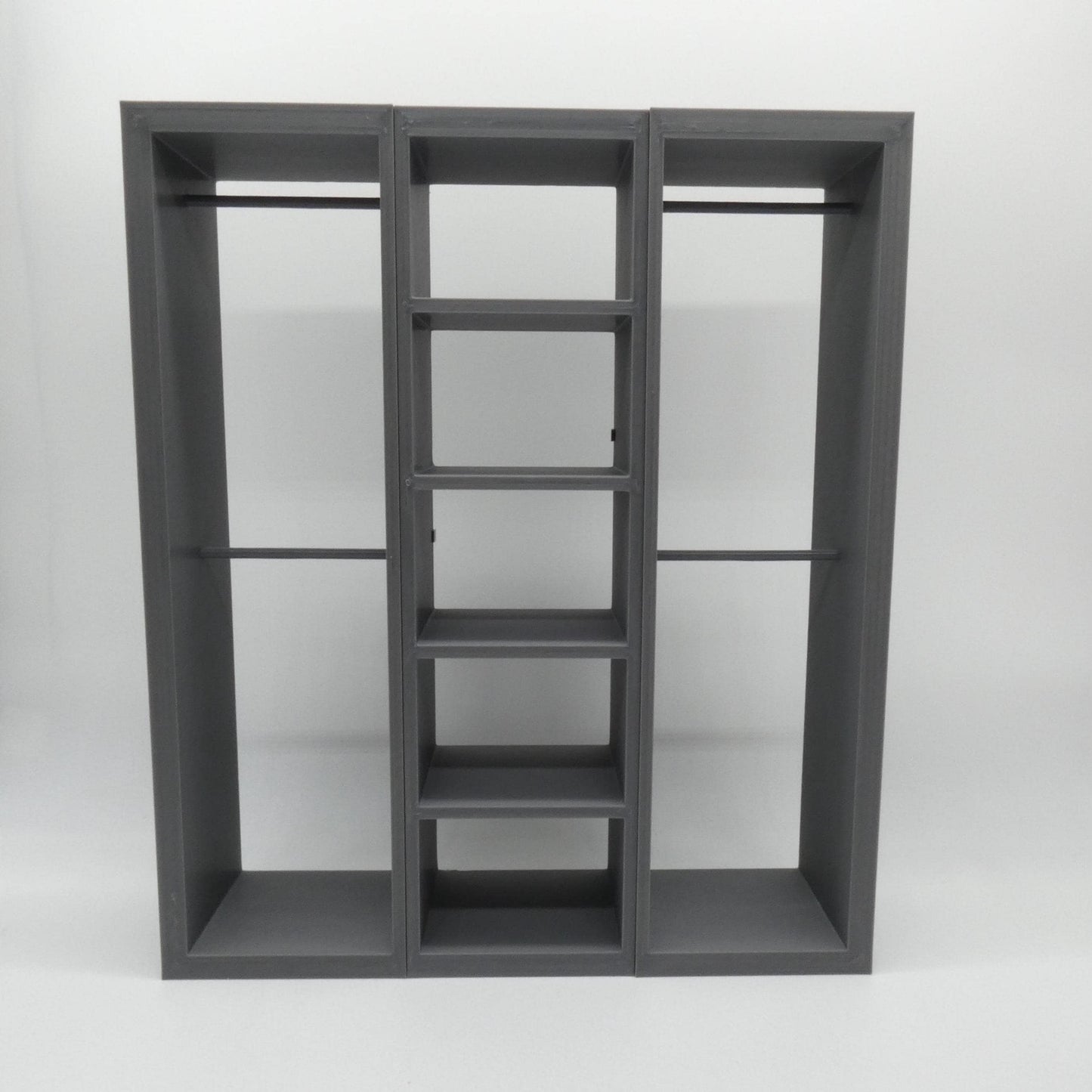 1/6 Scale Doll Furniture Wardrobe Closet 3 Sections With Hanging Bars And Shelves Choose Your Color 1:6 Barbie Integrity FR Bratz Diorama