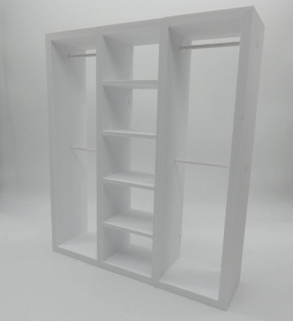 1/6 Scale Doll Furniture Wardrobe Closet 3 Sections With Hanging Bars And Shelves Choose Your Color 1:6 Barbie Integrity FR Bratz Diorama