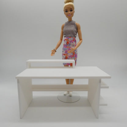 1/6 Scale Doll Furniture Home Office Desk Gamers Workstation With Monitor Riser Choose your Color Barbie Integrity Toys FR Bratz 1:6 Diorama
