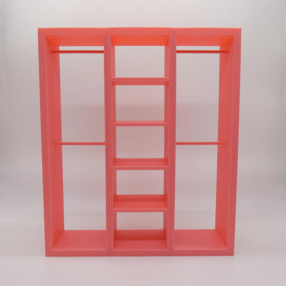 1/6 Scale Doll Furniture Wardrobe Closet 3 Sections With Hanging Bars And Shelves Choose Your Color 1:6 Barbie Integrity FR Bratz Diorama