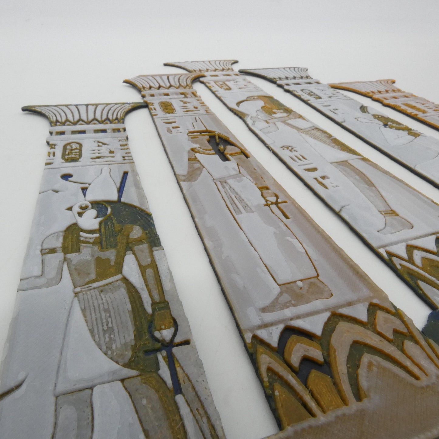 5 Pack Textured Egyptian Themed Bookmark Set Created With HueForge, Unique 3D Printed For Collection, Gift  For Book Lovers Or History Buffs
