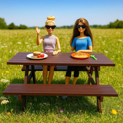 1/6 Scale Doll Furniture Picnic Table Medium Brown Or Choose Your Own Color Wood Like Barbie Integrity Toys FR Bratz 1:6 Diorama