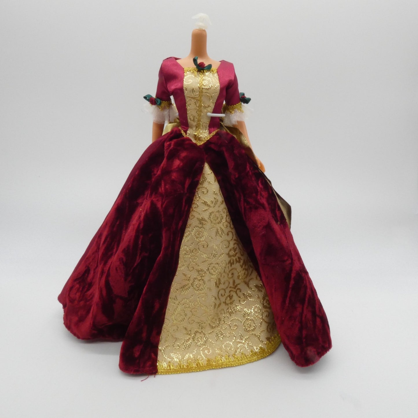 Disney Holiday Princess Belle Doll Dress Burgundy Red Gown 1997 Mattel Barbie