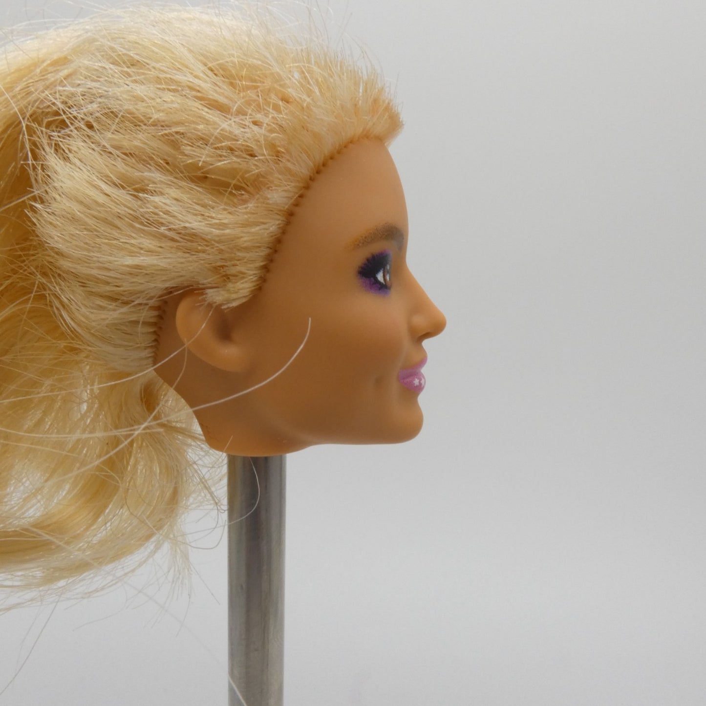 Barbie Doll Head Violet Face Damaged Hair FOR REROOT 2023 Cutie Reveal HKR06