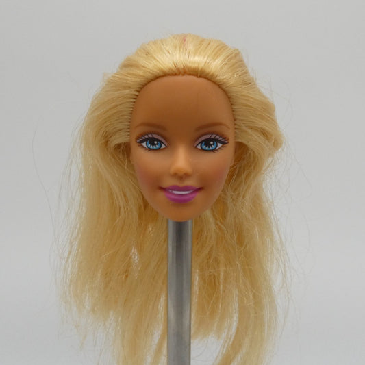 Barbie Doll Head Superstar Face Magenta Lipstick Blonde Hair Mattel 80s 90s