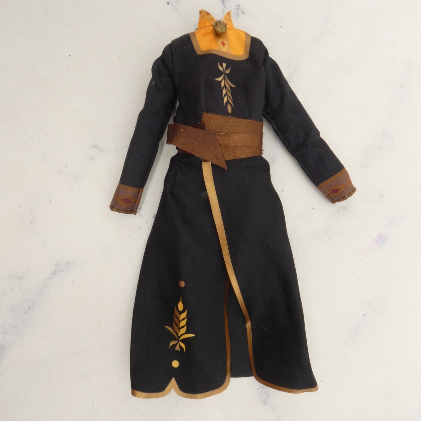 Disney Frozen Princess Anna Doll Dress Black Tunic Gold Accents Long Sleeve