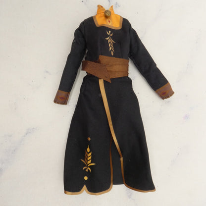 Disney Frozen Princess Anna Doll Dress Black Tunic Gold Accents Long Sleeve