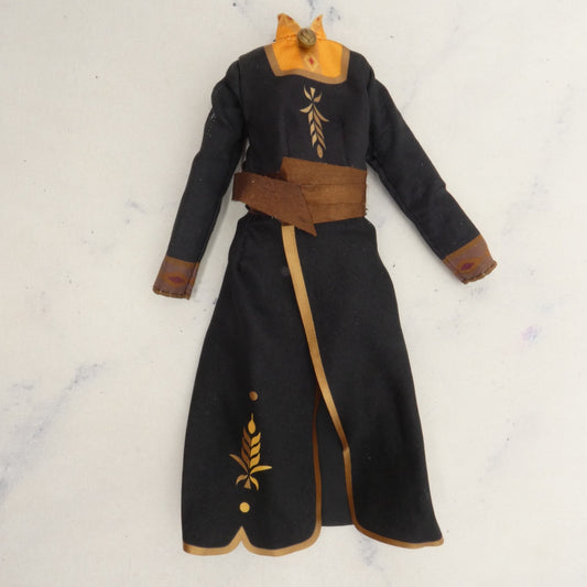 Disney Frozen Princess Anna Doll Dress Black Tunic Gold Accents Long Sleeve