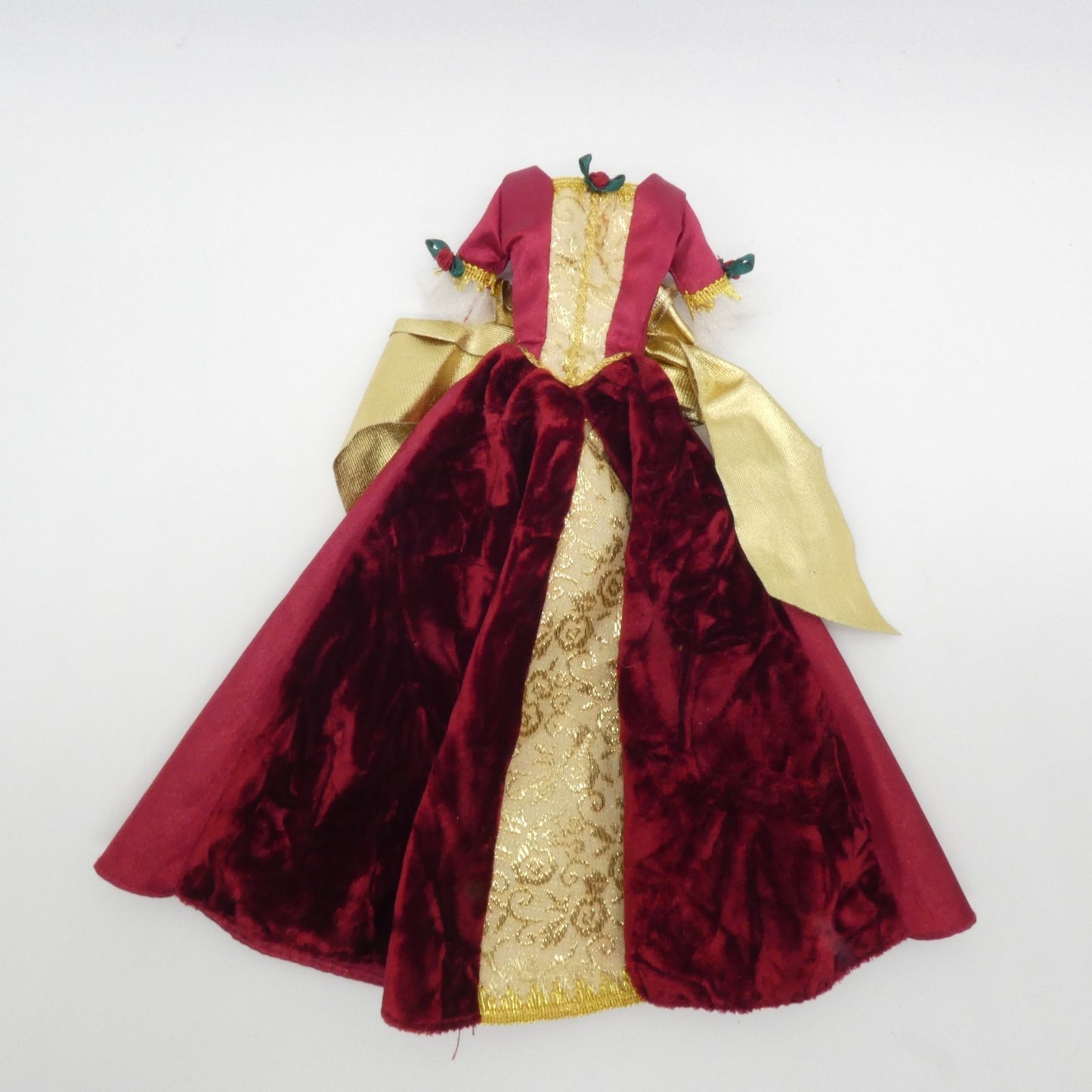 Disney Holiday Princess Belle Doll Dress Burgundy Red Gown 1997 Mattel Barbie