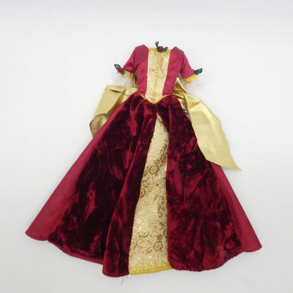 Disney Holiday Princess Belle Doll Dress Burgundy Red Gown 1997 Mattel Barbie
