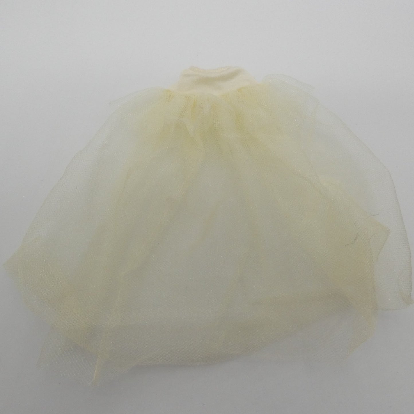 Barbie Size Doll Skirt Sheer Ivory White Tulle Elastic Waistband Two Layered