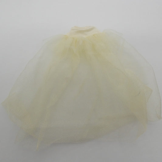 Barbie Size Doll Skirt Sheer Ivory White Tulle Elastic Waistband Two Layered