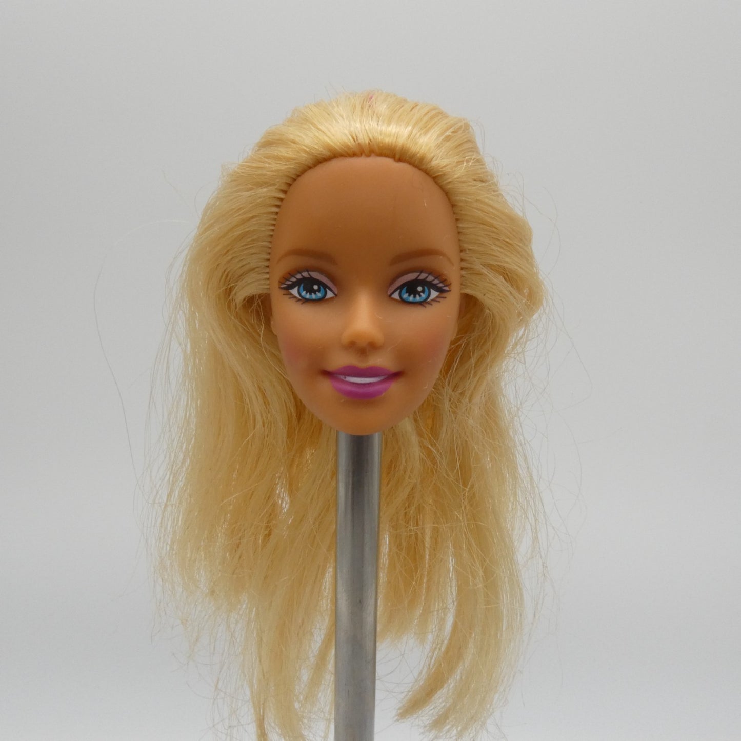 Barbie Doll Head Superstar Face Magenta Lipstick Blonde Hair Mattel 80s 90s