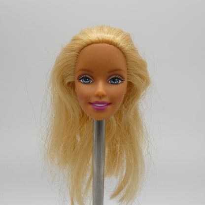 Barbie Doll Head Superstar Face Magenta Lipstick Blonde Hair Mattel 80s 90s