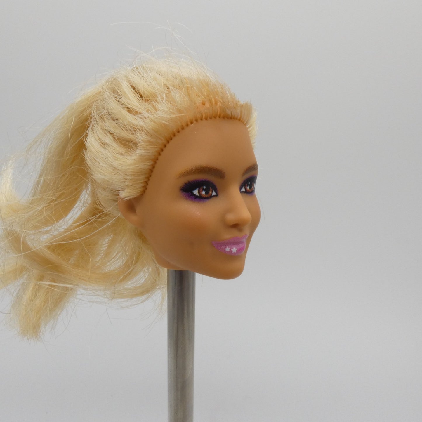 Barbie Doll Head Violet Face Damaged Hair FOR REROOT 2023 Cutie Reveal HKR06