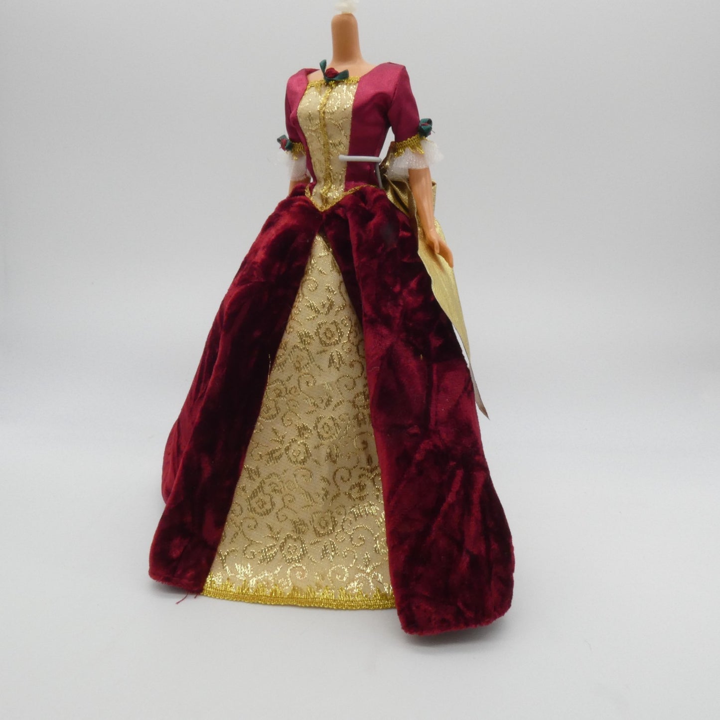 Disney Holiday Princess Belle Doll Dress Burgundy Red Gown 1997 Mattel Barbie