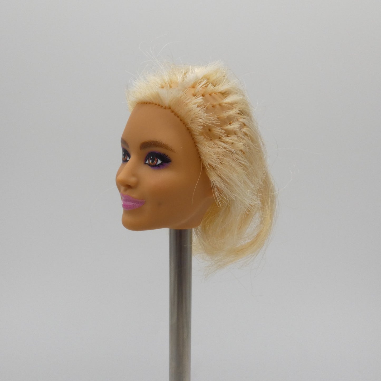Barbie Doll Head Violet Face Damaged Hair FOR REROOT 2023 Cutie Reveal HKR06