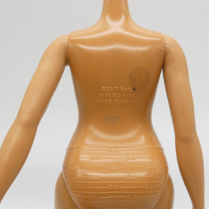 Barbie Fashionistas 095 Doll Curvy Body Brown Tan Skin Heel Feet 2018 FJF55