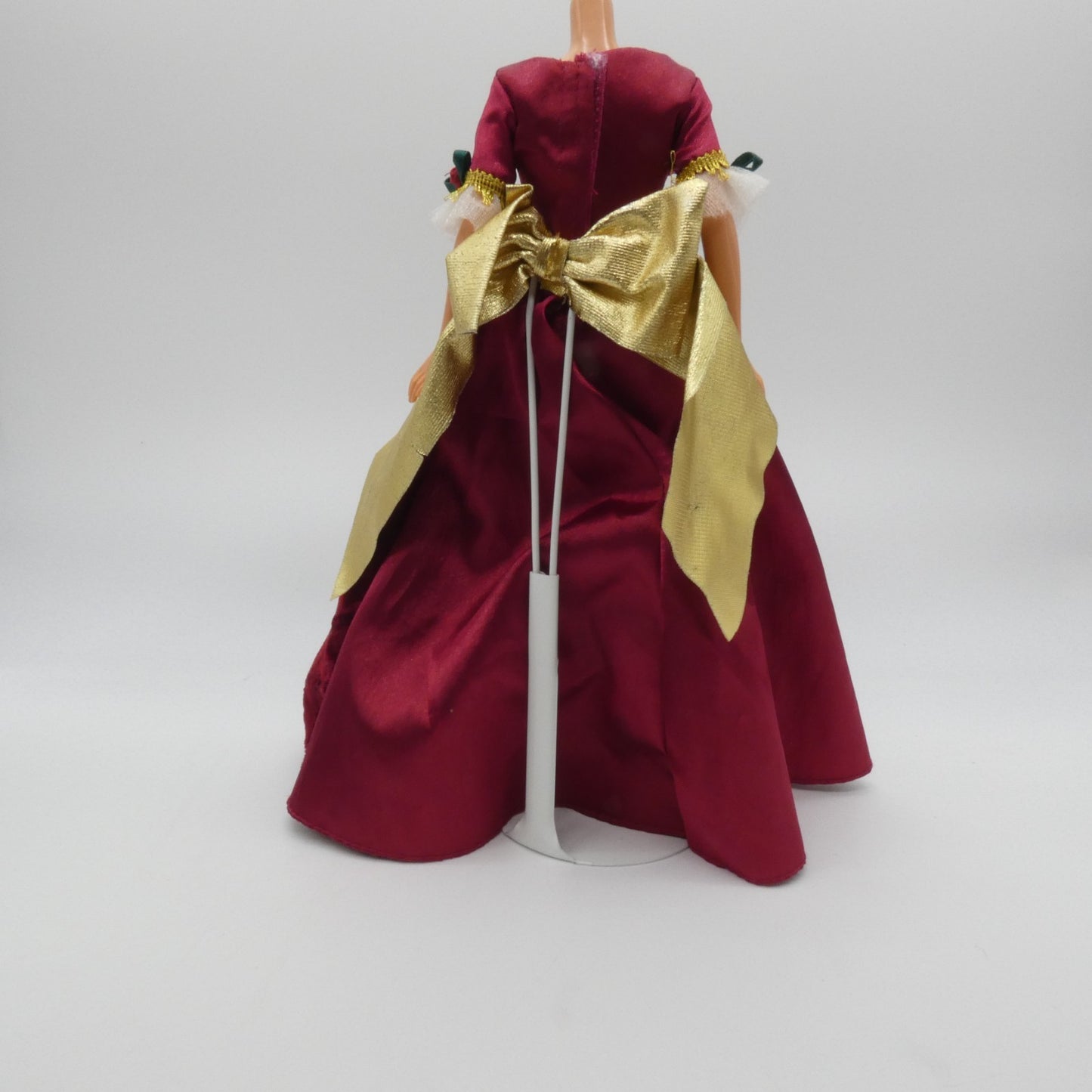 Disney Holiday Princess Belle Doll Dress Burgundy Red Gown 1997 Mattel Barbie