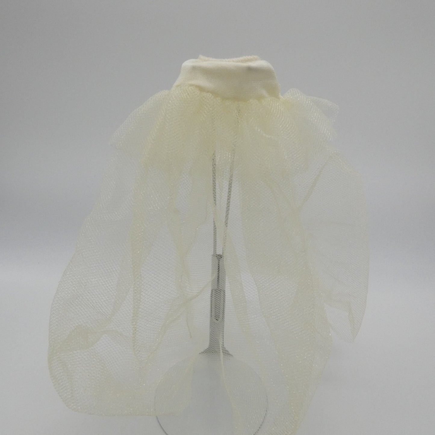 Barbie Size Doll Skirt Sheer Ivory White Tulle Elastic Waistband Two Layered