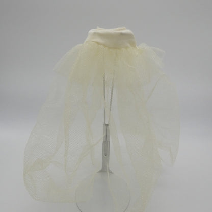 Barbie Size Doll Skirt Sheer Ivory White Tulle Elastic Waistband Two Layered