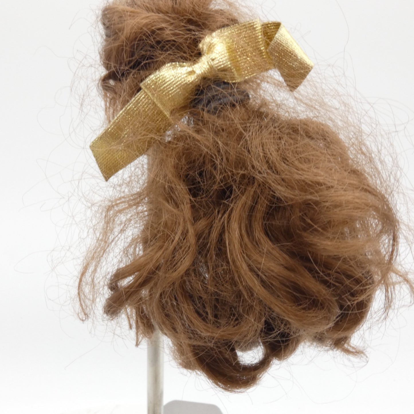 Disney Holiday Princess Belle Doll Head Only Brunette Hair Gold Bow 1997 Barbie