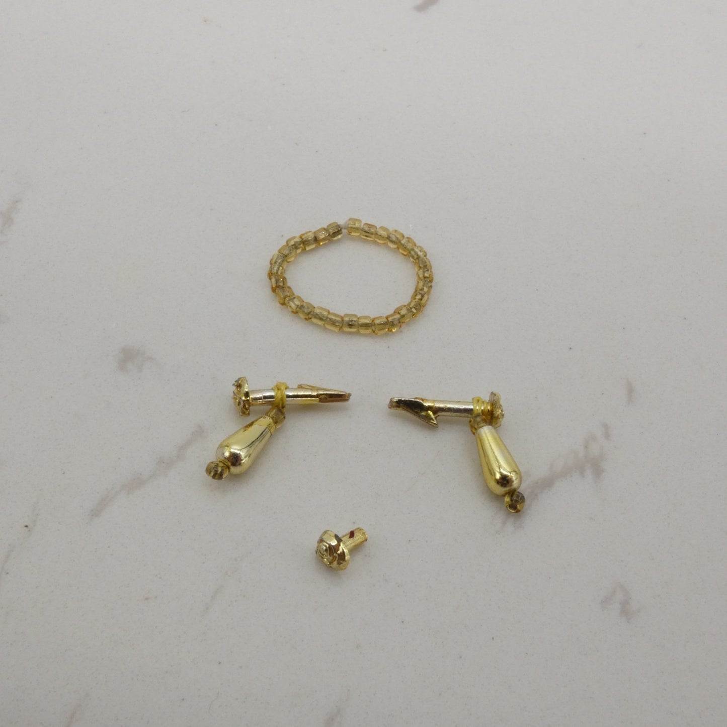 Disney Holiday Princess Belle Doll Jewelry Set Earrings Choker Ring 1997 Barbie