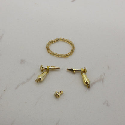 Disney Holiday Princess Belle Doll Jewelry Set Earrings Choker Ring 1997 Barbie