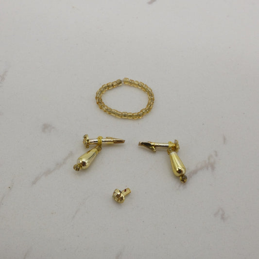 Disney Holiday Princess Belle Doll Jewelry Set Earrings Choker Ring 1997 Barbie