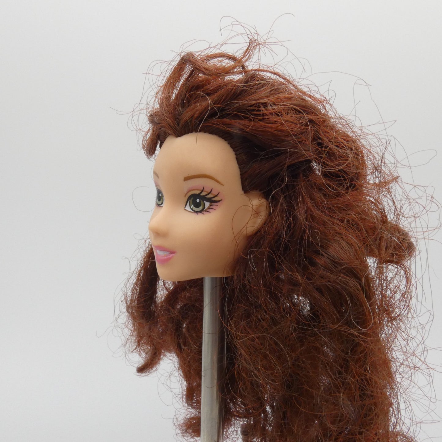 Disney Beauty And The Beast Belle Doll Head Only Brunette Hair Green Eyes Mattel