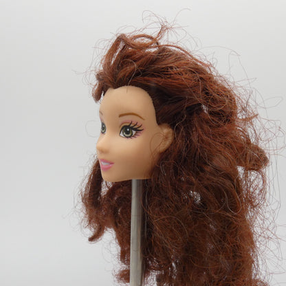 Disney Beauty And The Beast Belle Doll Head Only Brunette Hair Green Eyes Mattel