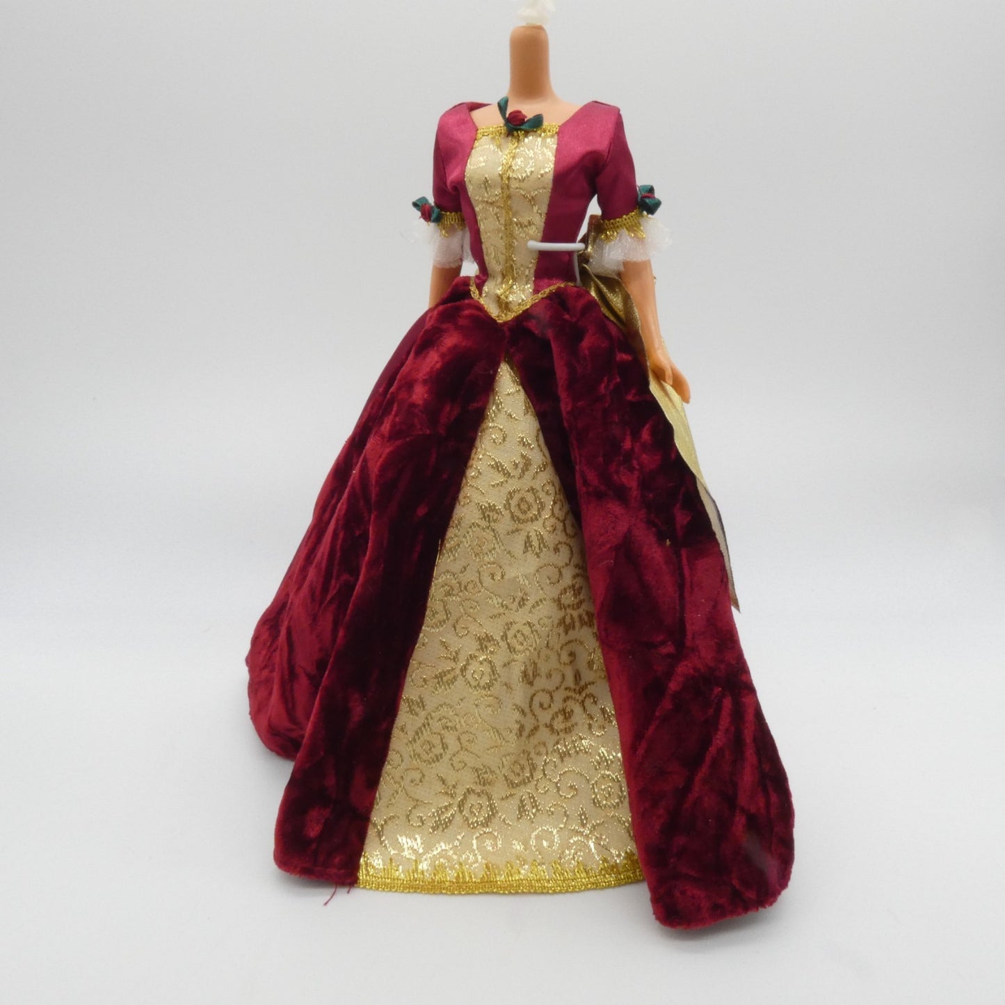 Disney Holiday Princess Belle Doll Dress Burgundy Red Gown 1997 Mattel Barbie