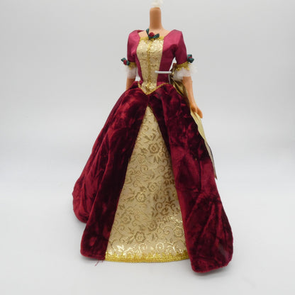 Disney Holiday Princess Belle Doll Dress Burgundy Red Gown 1997 Mattel Barbie