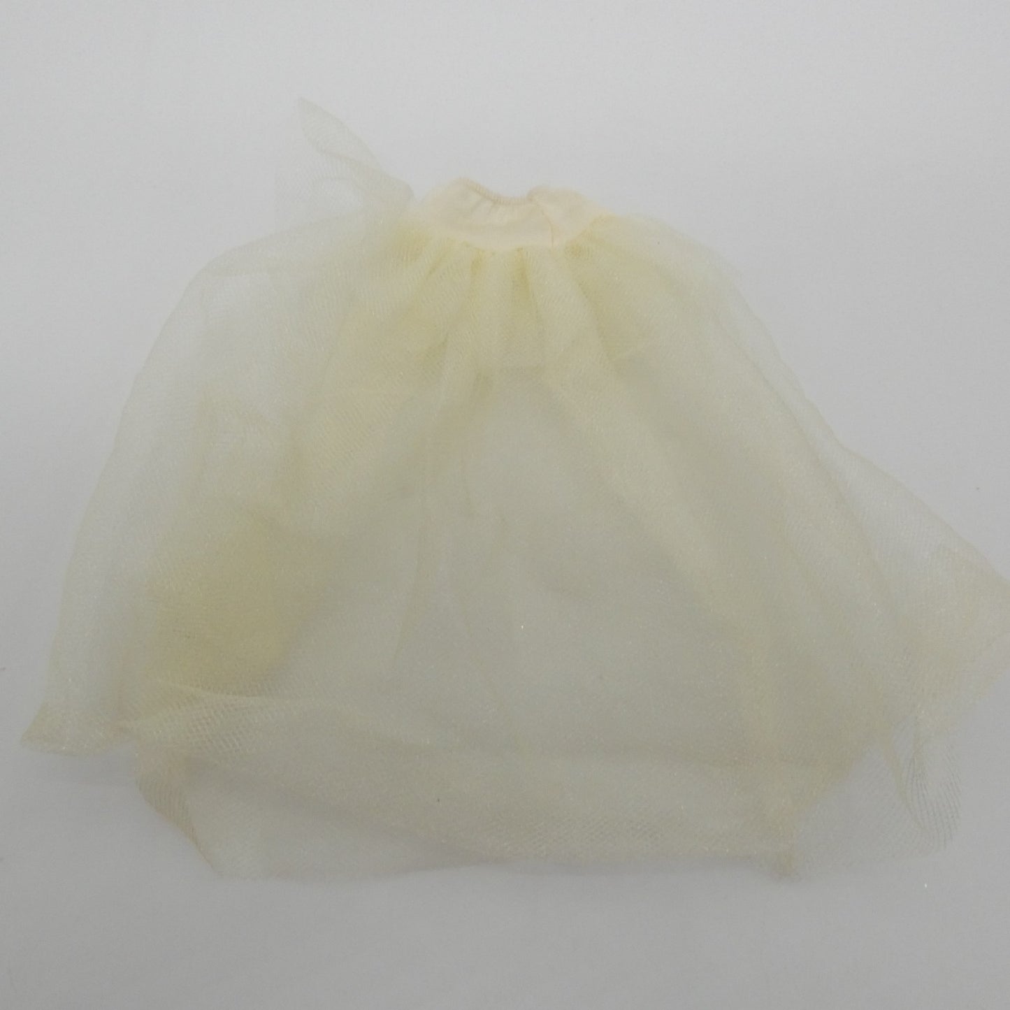 Barbie Size Doll Skirt Sheer Ivory White Tulle Elastic Waistband Two Layered