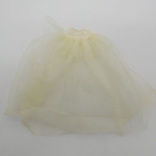 Barbie Size Doll Skirt Sheer Ivory White Tulle Elastic Waistband Two Layered