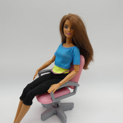 1/6 Scale Doll Furniture Desk Office Chair Pink Silver Barbie Integrity Diorama