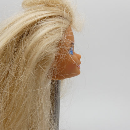 Barbie Doll Head Superstar Face Bangs Long Blonde Crimped Hair 90s Mattel