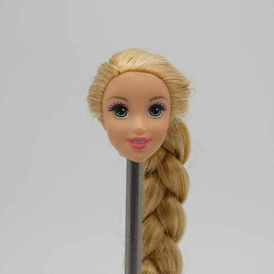 Disney Rapunzel Doll Head Long Blonde Braided Hair Green Eyes Mattel Princess