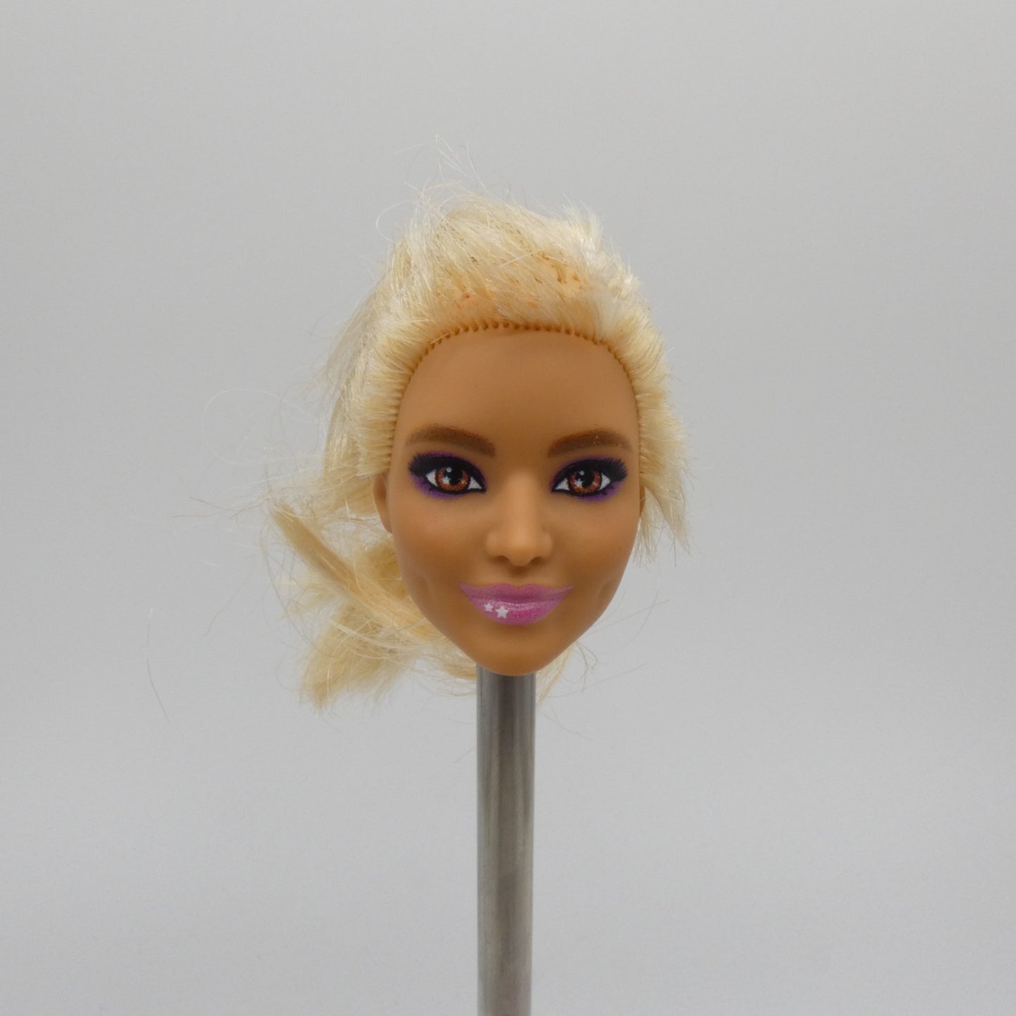 Barbie Doll Head Violet Face Damaged Hair FOR REROOT 2023 Cutie Reveal HKR06