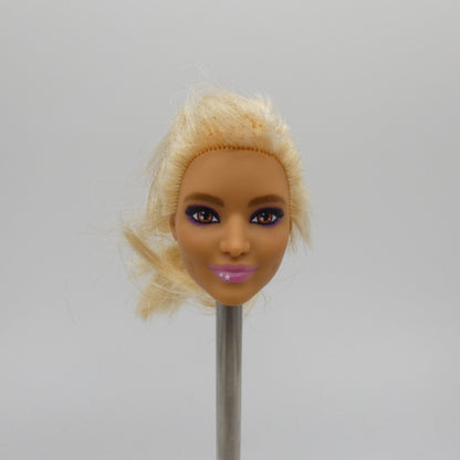 Barbie Doll Head Violet Face Damaged Hair FOR REROOT 2023 Cutie Reveal HKR06