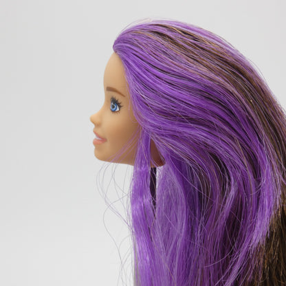 Barbie Skipper Doll Head Brown Purple Hair 2022 Mattel Babysitters Inc GXT34