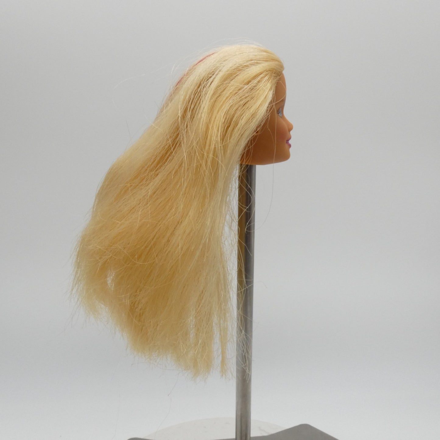 Barbie Doll Head Superstar Face Magenta Lipstick Blonde Hair Mattel 80s 90s