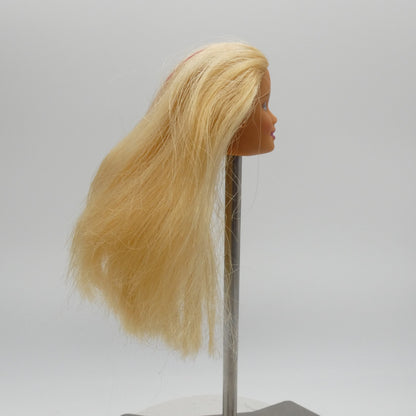 Barbie Doll Head Superstar Face Magenta Lipstick Blonde Hair Mattel 80s 90s