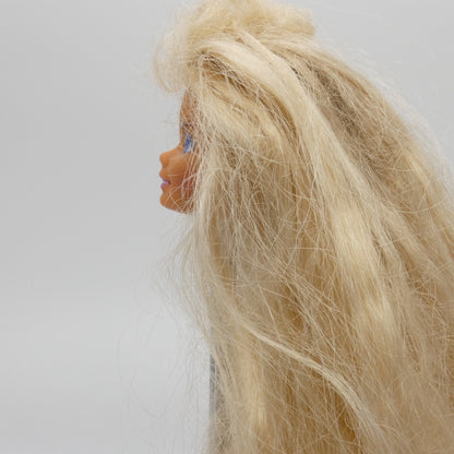 Barbie Doll Head Superstar Face Bangs Long Blonde Crimped Hair 90s Mattel