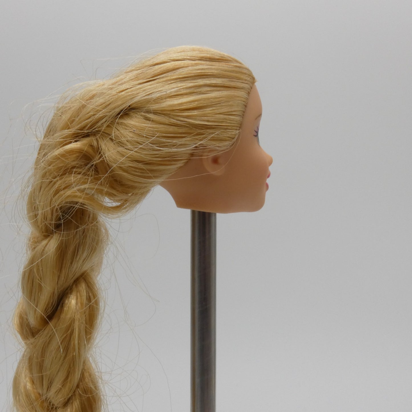 Disney Rapunzel Doll Head Long Blonde Braided Hair Green Eyes Mattel Princess