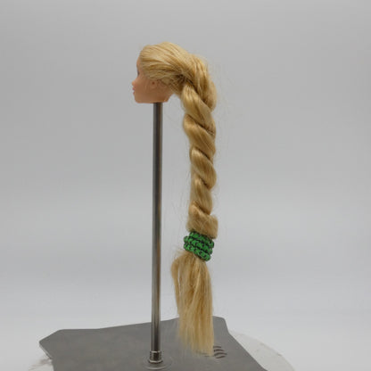 Disney Rapunzel Doll Head Long Blonde Braided Hair Green Eyes Mattel Princess