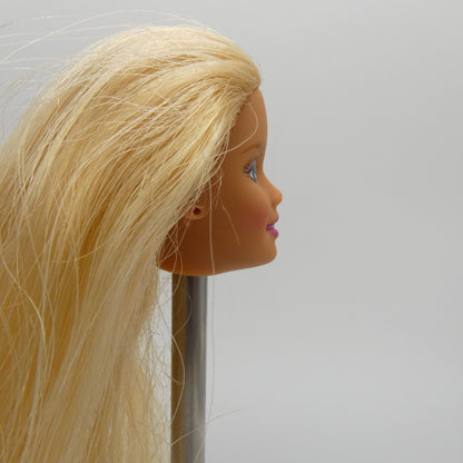 Barbie Doll Head Superstar Face Magenta Lipstick Blonde Hair Mattel 80s 90s